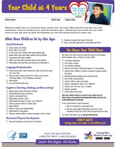 CDC Developmental Milestones – 4 Year Olds – The Son's Children